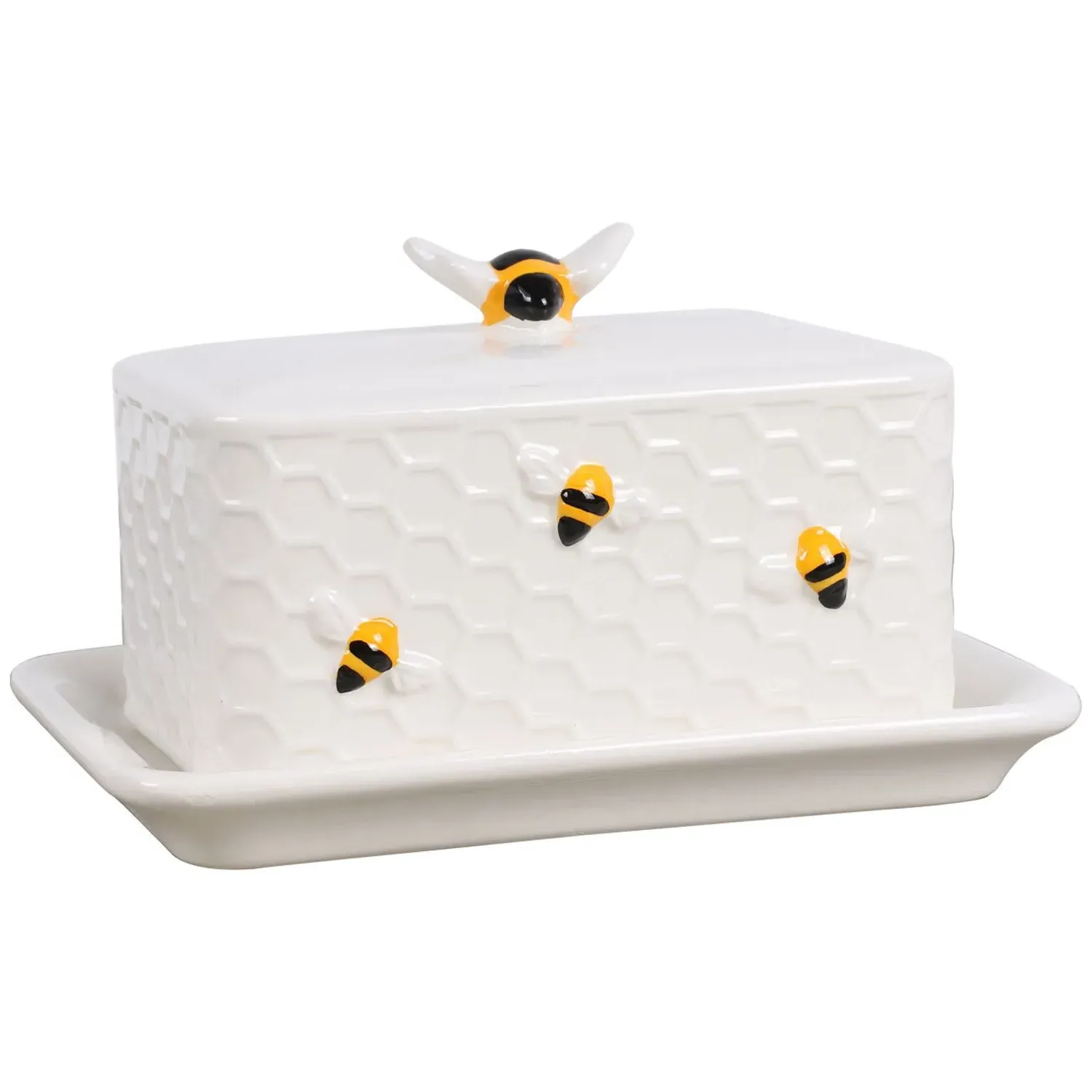 Honeycomb Butter Dish with Bee Decorations image