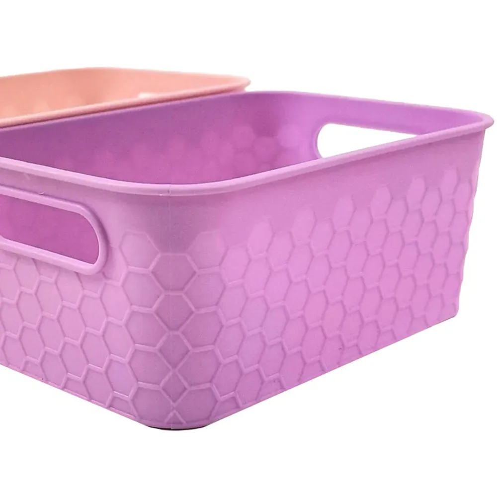 Honeycomb Storage Basket with Handles - Pink