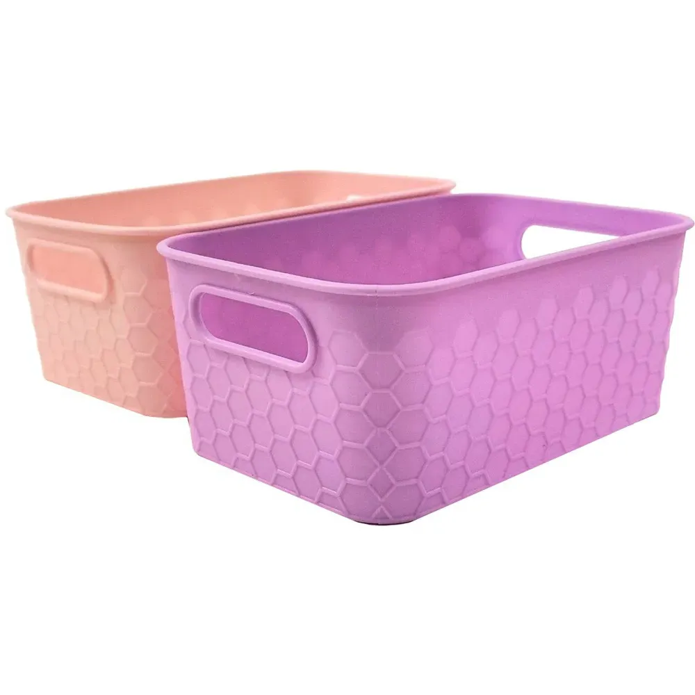 Honeycomb Storage Basket with Handles - Pink