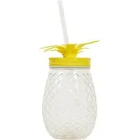 Honolulu Pineapple Drinking Jar - Clear, Glass
