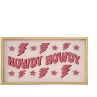 Howdy Tufted Framed Wall Art - Pink