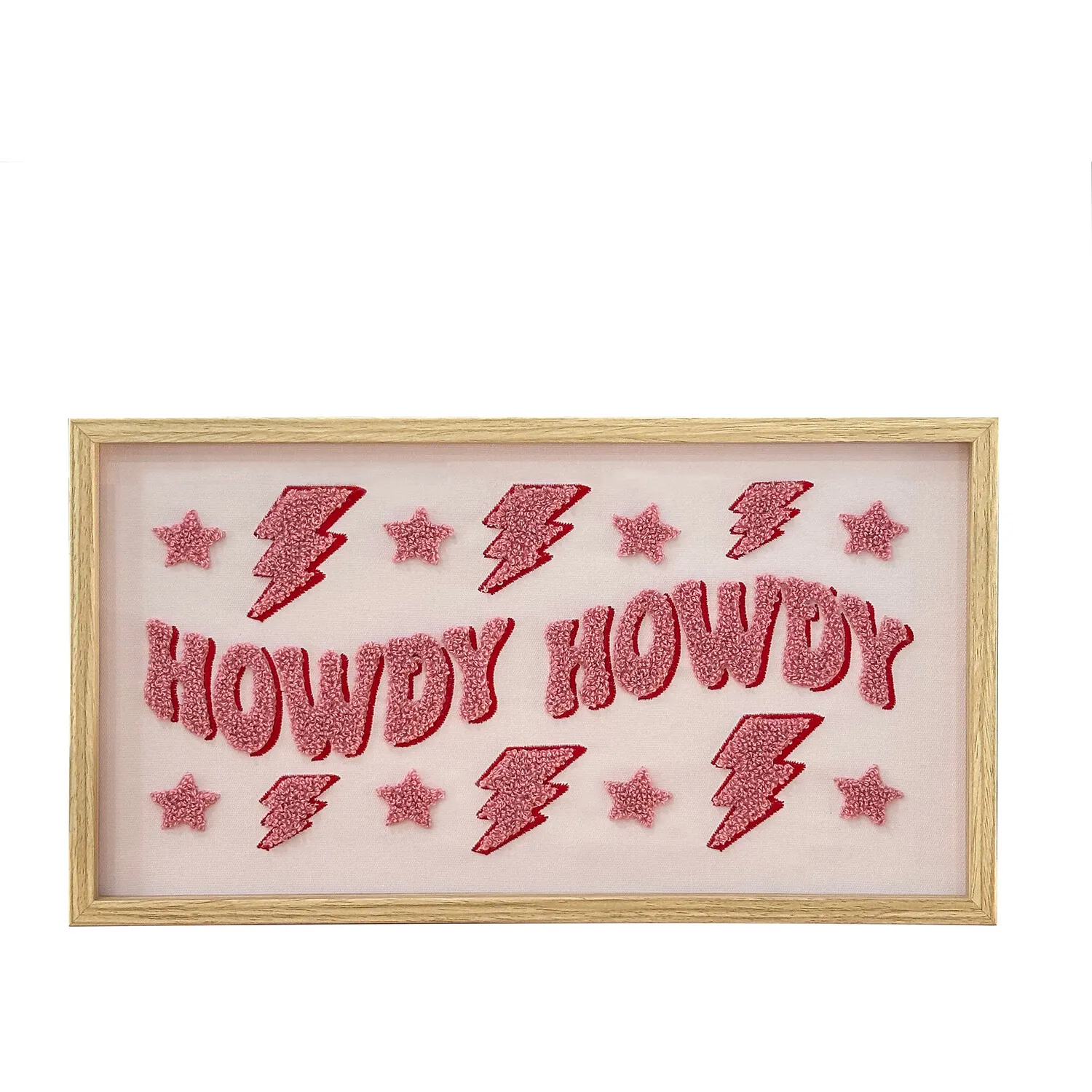 Howdy Tufted Framed Wall Art - Pink