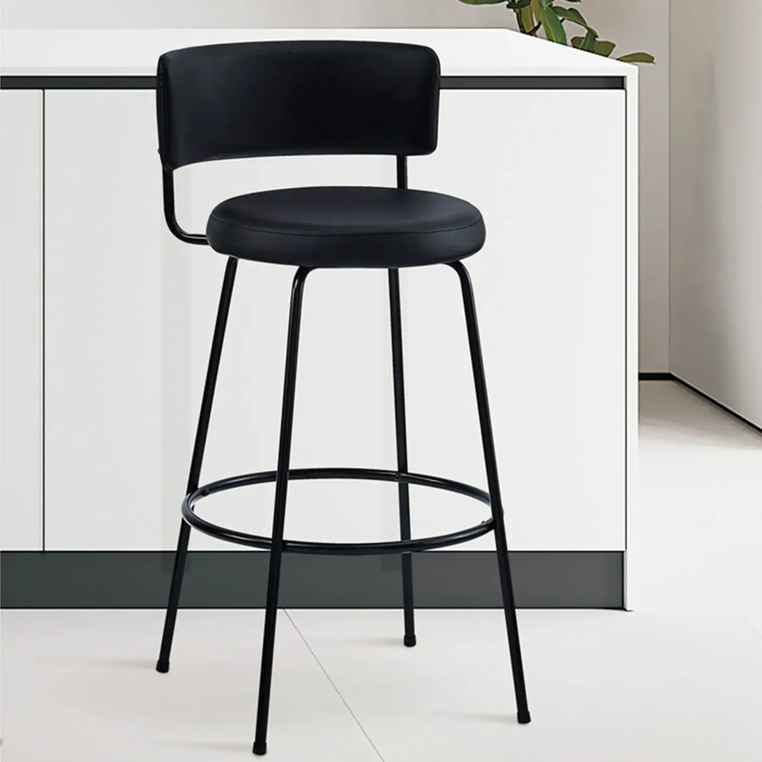 Hudson Bar Stool - Black, Faux Leather image