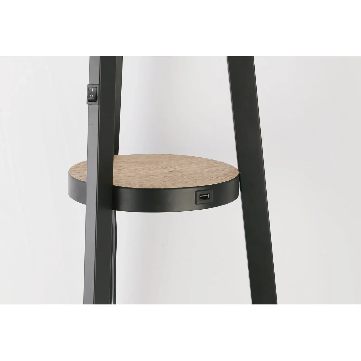 Hudson Charging Floor Light with Shelves - Black and White