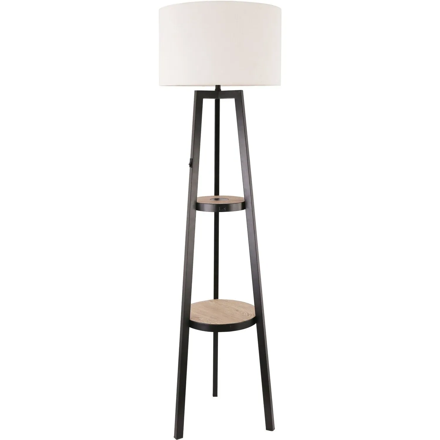 Hudson Charging Floor Light with Shelves - Black and White image