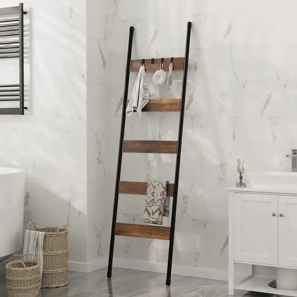 Hudson Ladder Towel Rack - Black, Brown