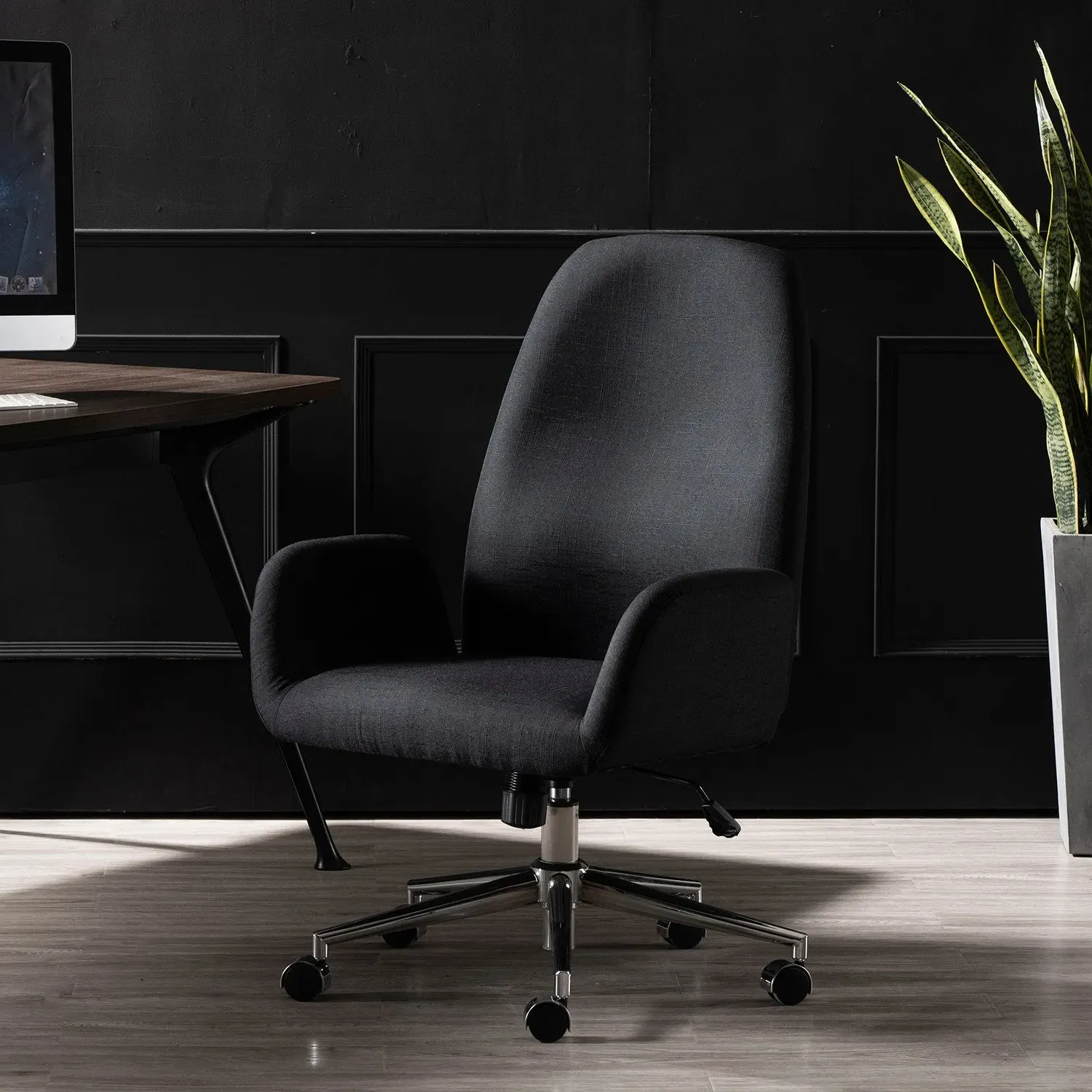 Hudson Linen Office Chair - Black image
