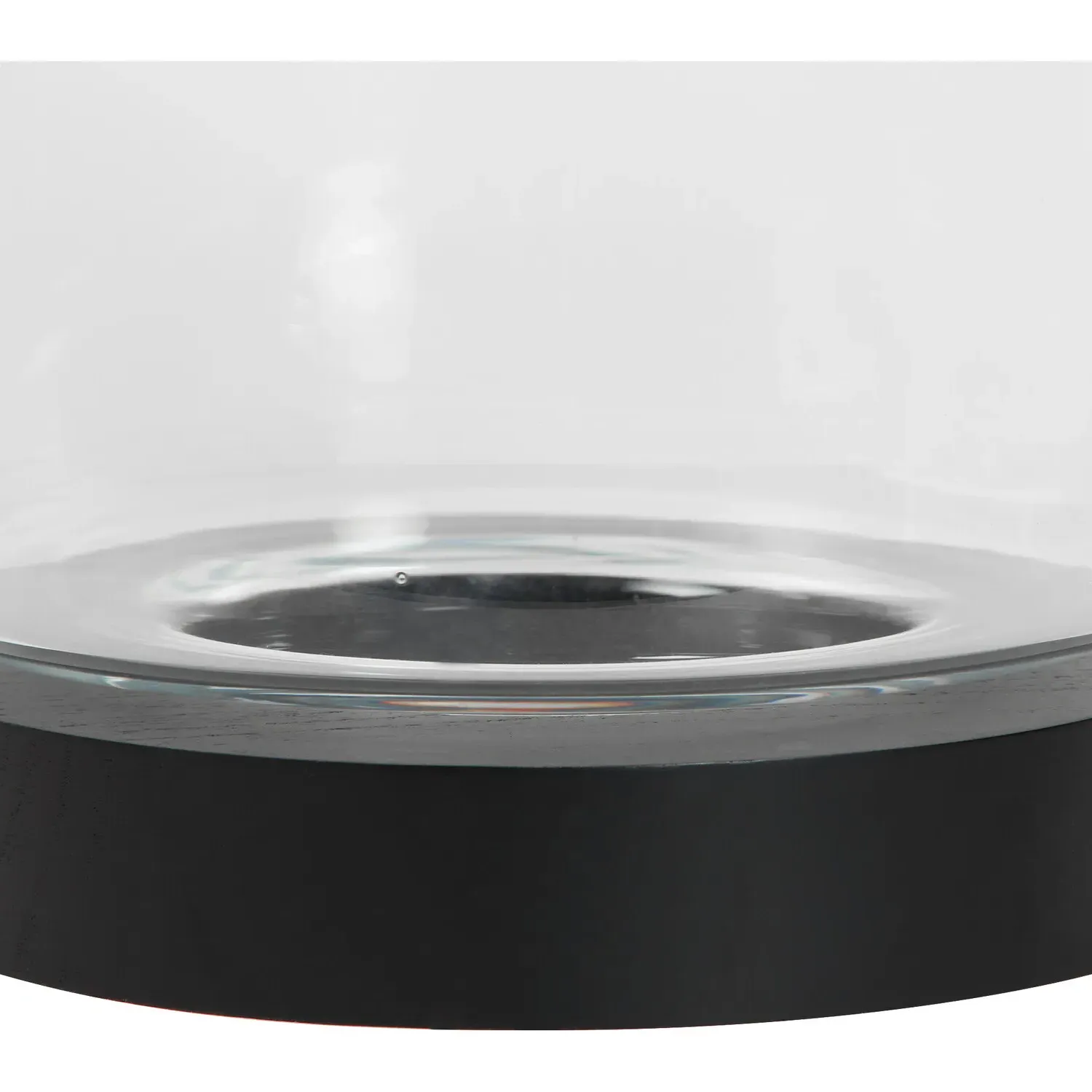 Hurricane Candle Holder with Black Wooden Base - Clear