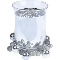 Hurricane Candle Holder with Blue Berry Ring - Silver