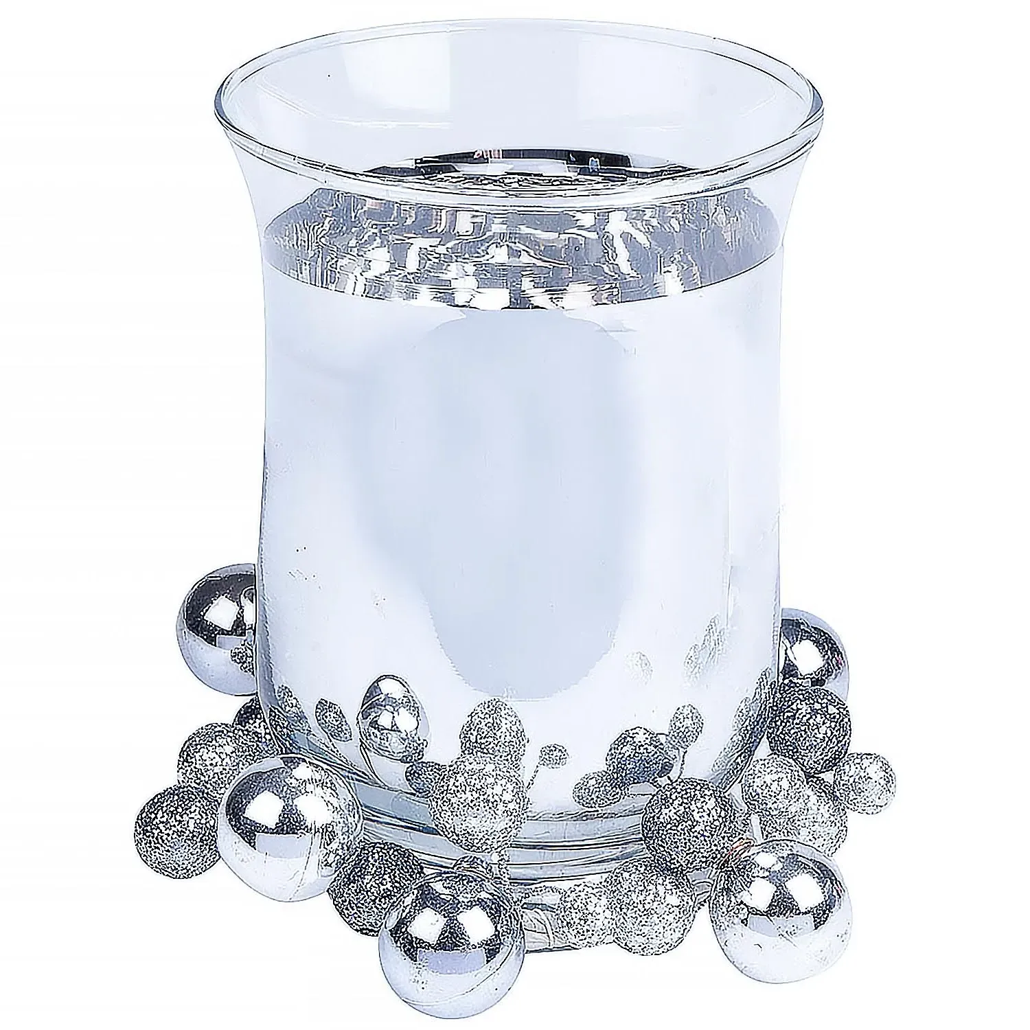 Hurricane Candle Holder with Blue Berry Ring - Silver