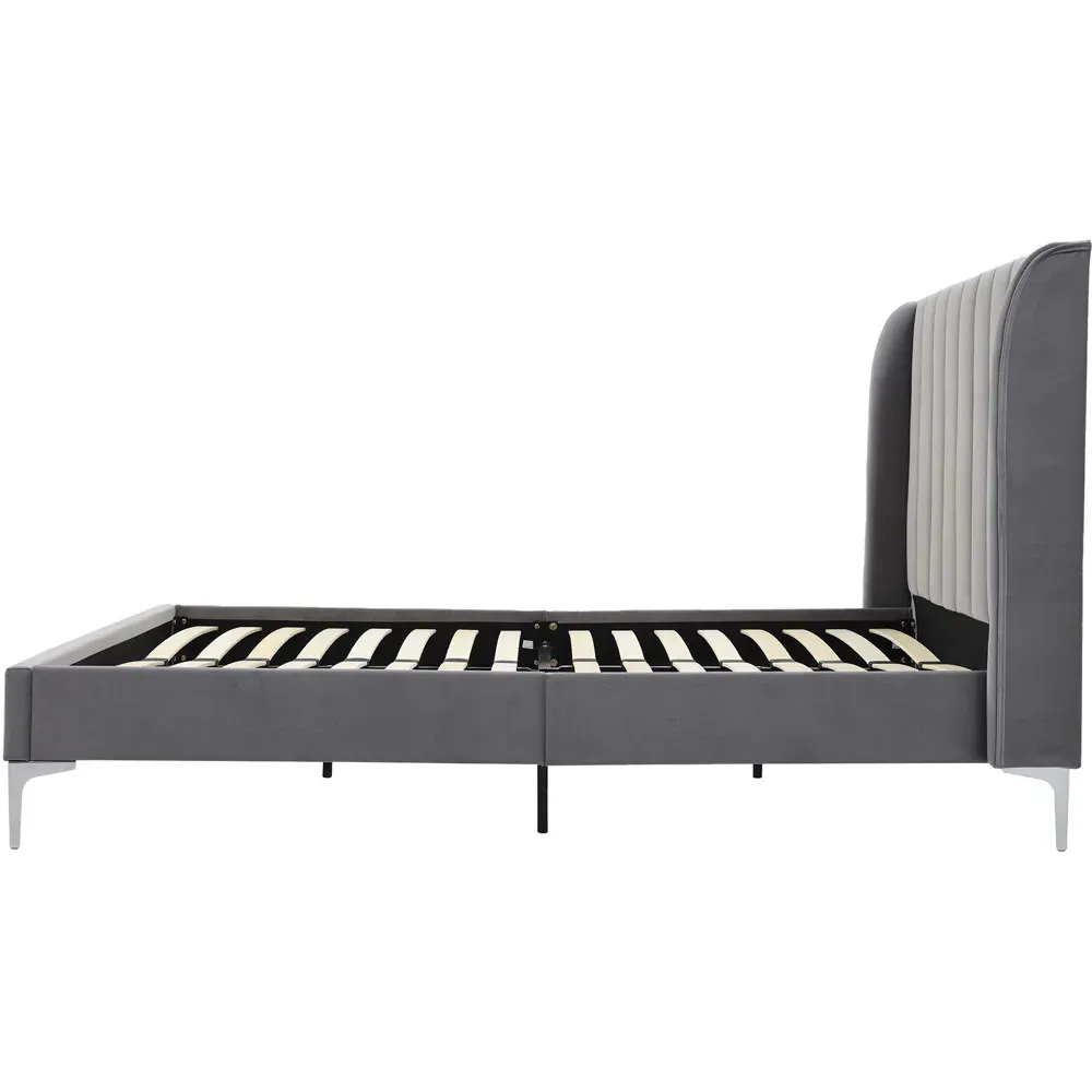 Hyacinth Double Bed Frame - Grey, Velvet