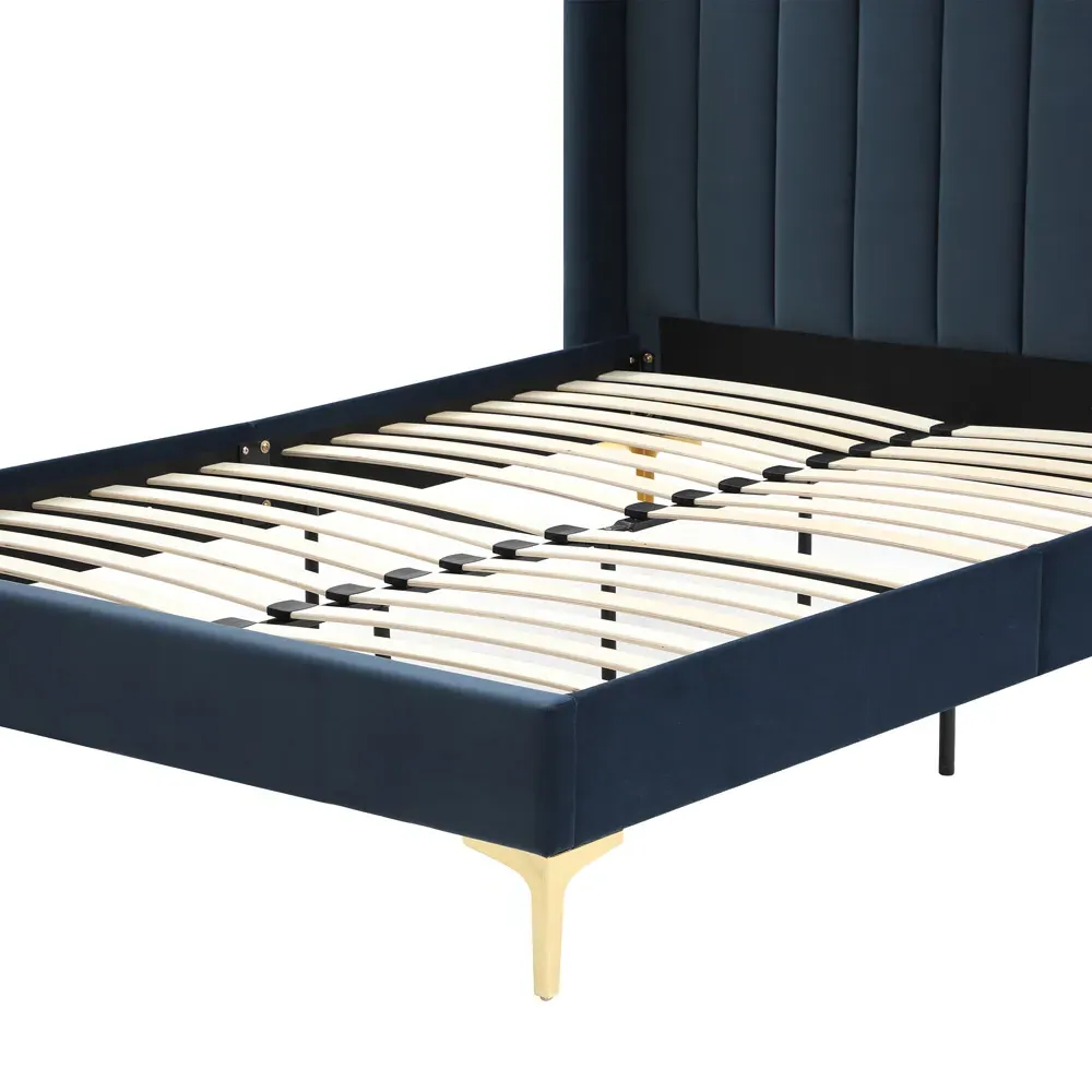 Hyacinth Double Bed Frame - Navy, Velvet