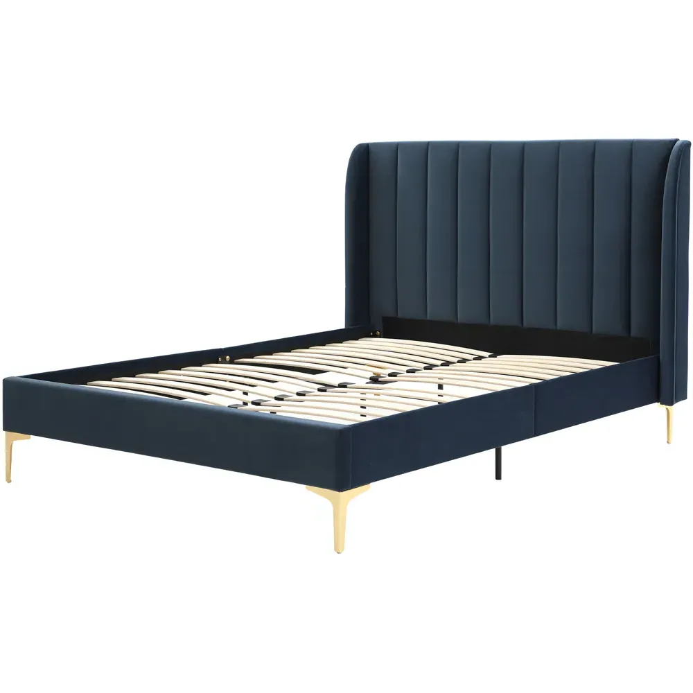 Hyacinth King Size Bed Frame - Navy, Velvet