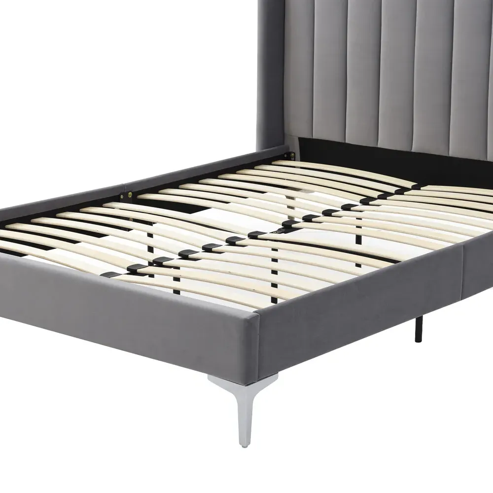 Hyacinth Super King Bed Frame - Grey, Velvet