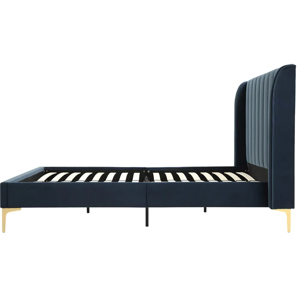 Hyacinth Super King Size Bed Frame - Navy, Velvet
