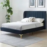 Hyacinth Super King Size Bed Frame - Navy, Velvet