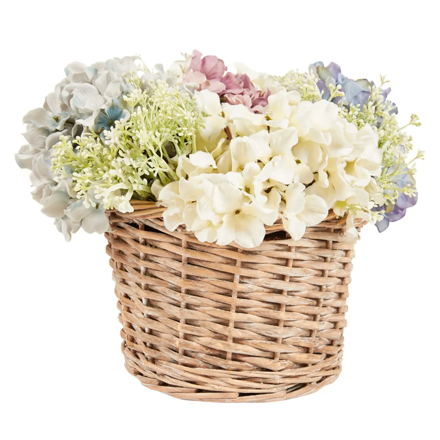 Hydrangea and Gypsophila Floral Basket - Multicolour