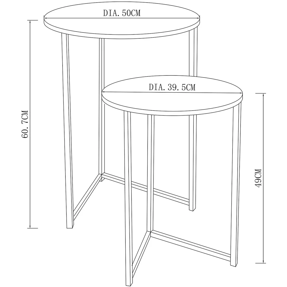 Industrial Nest of Tables Set of 2 - Black, Oak