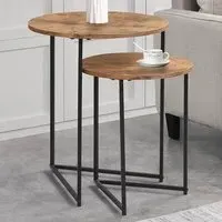Industrial Nest of Tables Set of 2 - Black, Oak