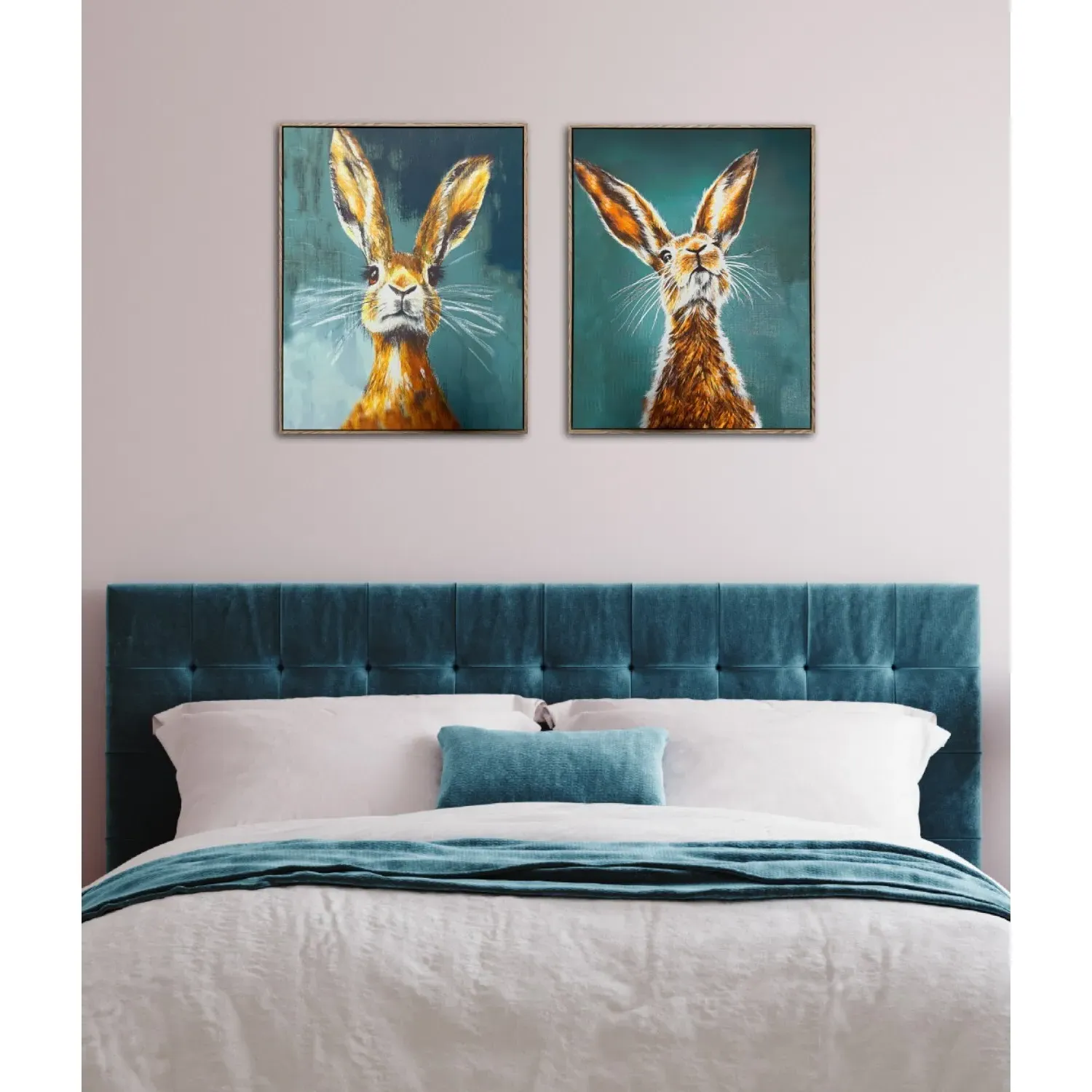 Ingram Curious Hare Framed Art Set of 2 - Blue, Brown