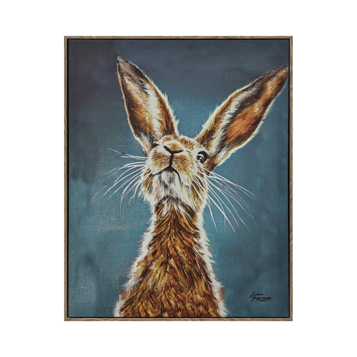 Ingram Curious Hare Framed Art Set of 2 - Blue, Brown