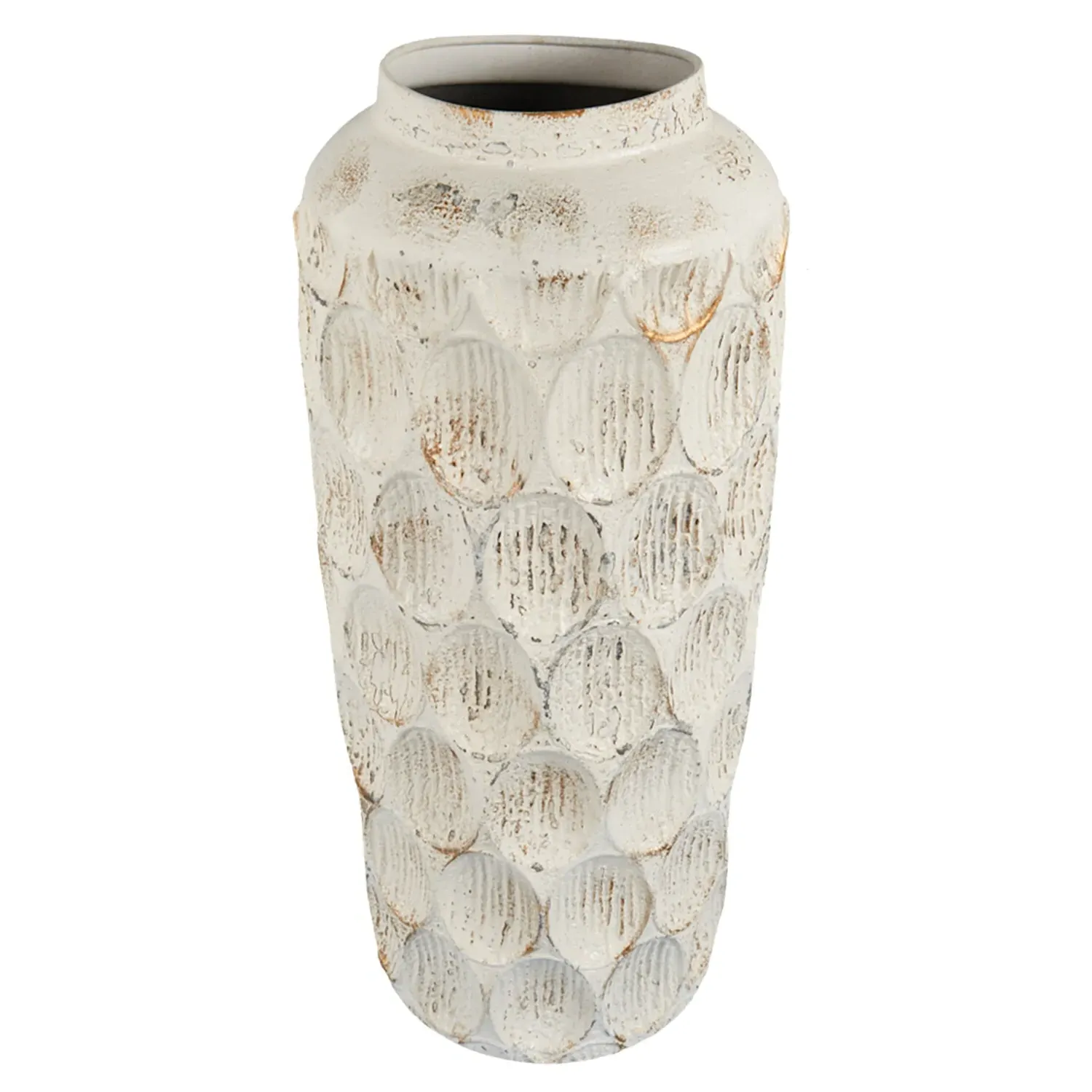 Isla Tall Metal Vase - White