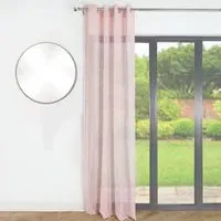 Isobel Tufted Stripe Eyelet Voile Curtain - Blush