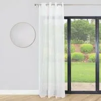 Isobel Tufted Stripe Eyelet Voile Curtain - White