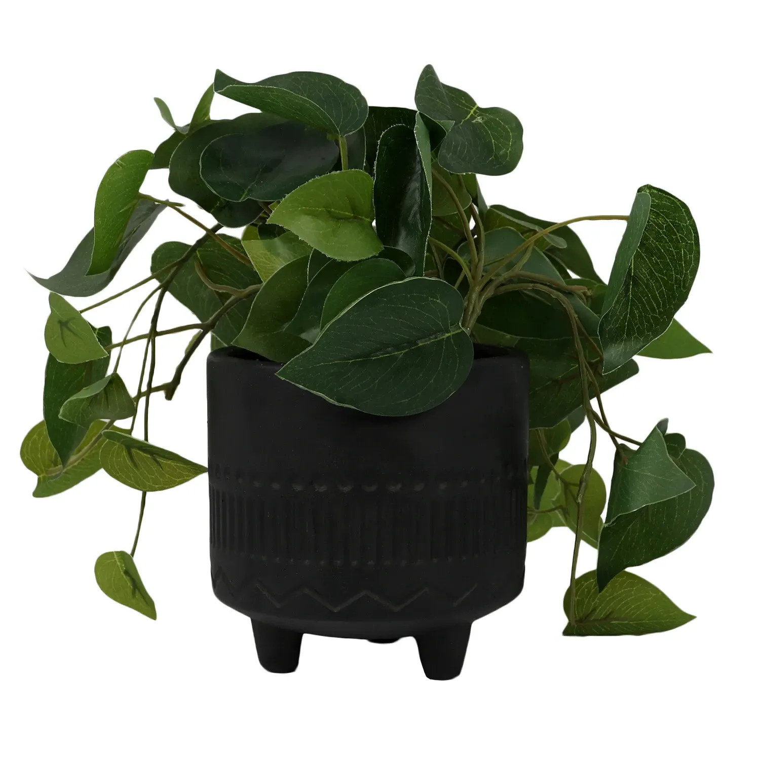 Ivy Artificial Plant in Footed Pot - Black