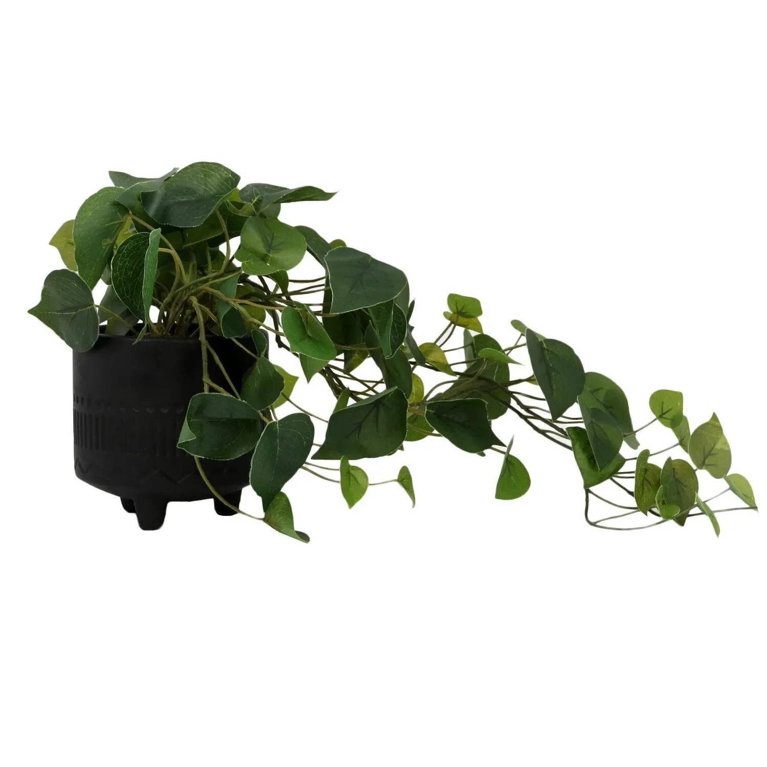 Ivy Artificial Plant in Footed Pot - Black image