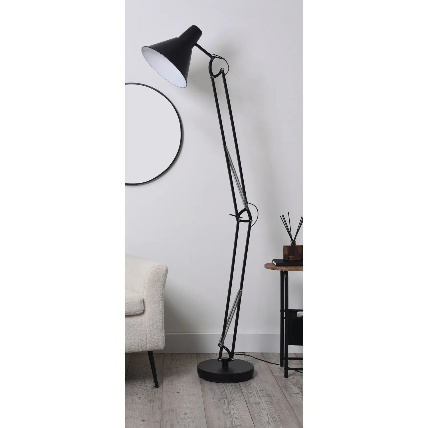 Jenson Adjustable Floor Lamp - Black, Metal