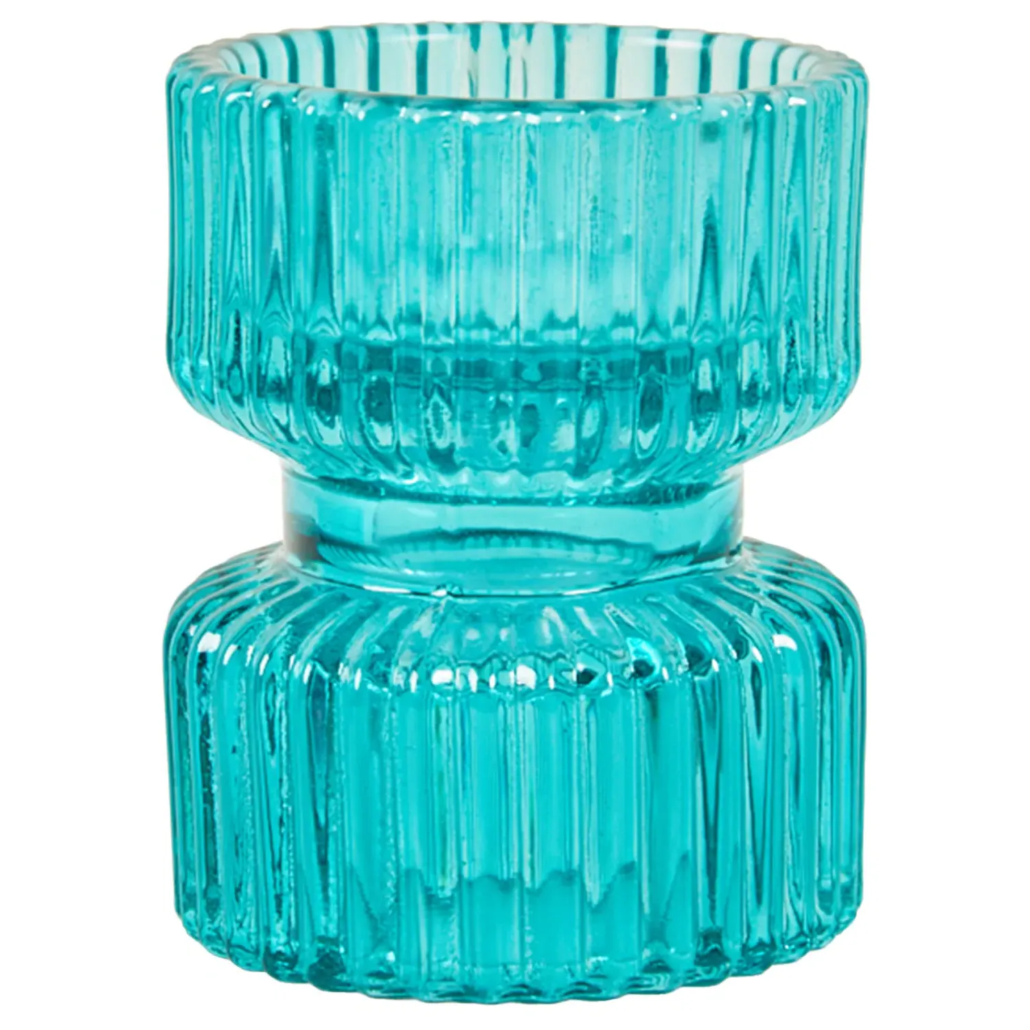 Jewel Ribbed Tealight Holder - Multicolour