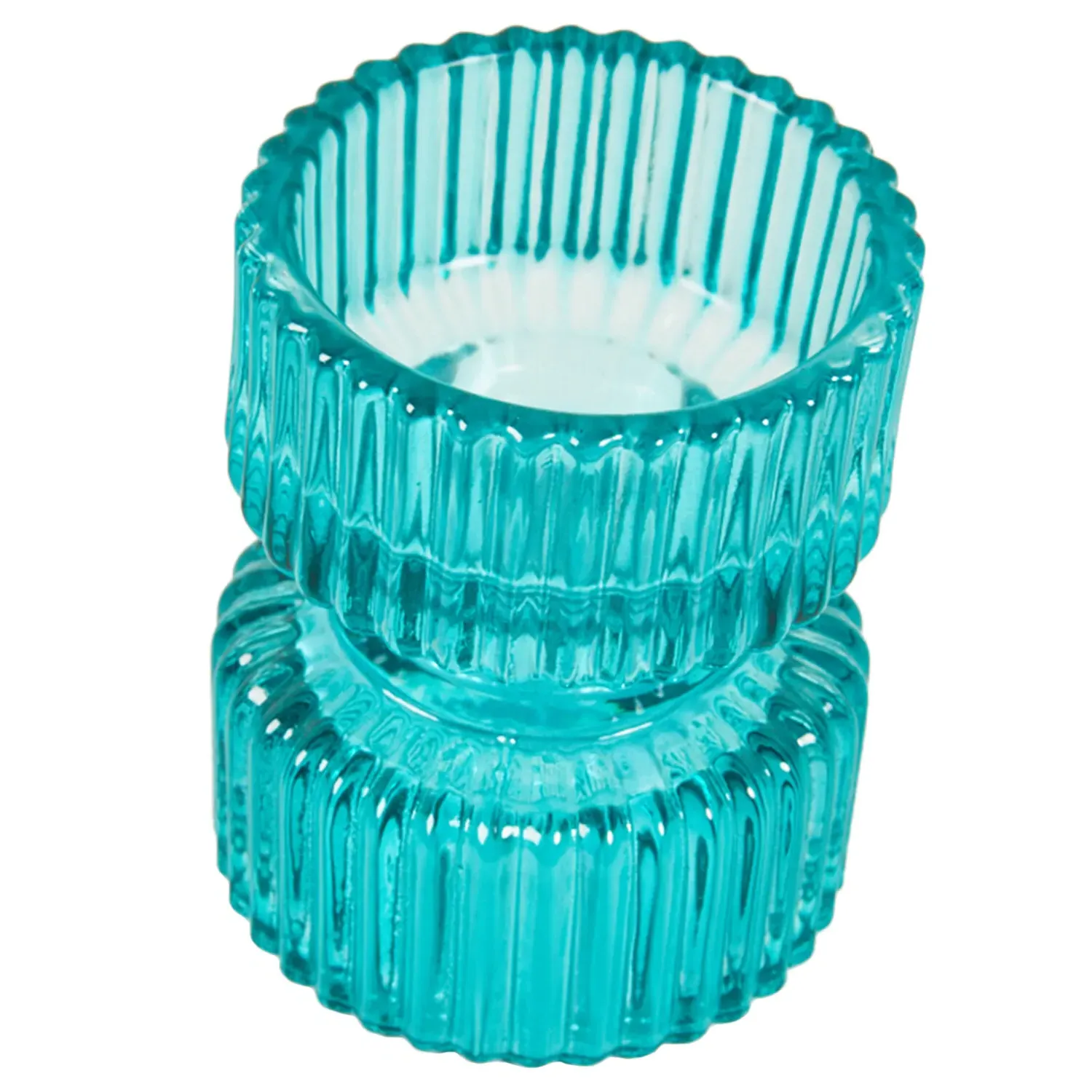 Jewel Ribbed Tealight Holder - Multicolour