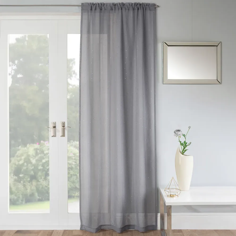 Jewel Voile Curtain Panel - Grey