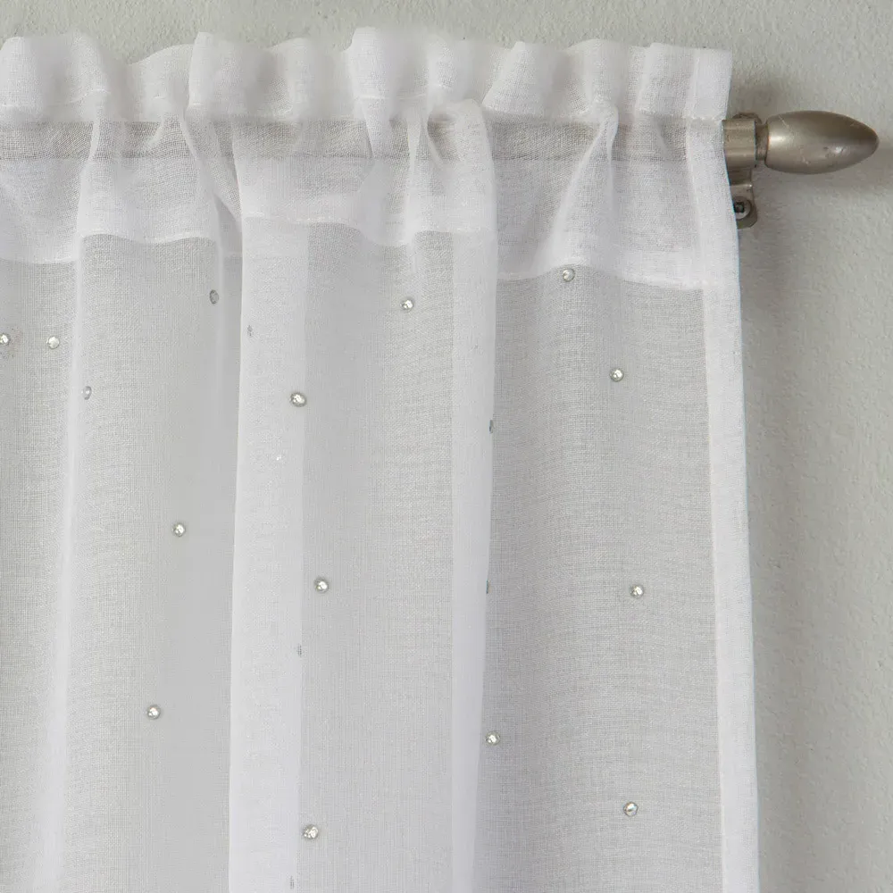 Jewel Voile Curtain Panel - White