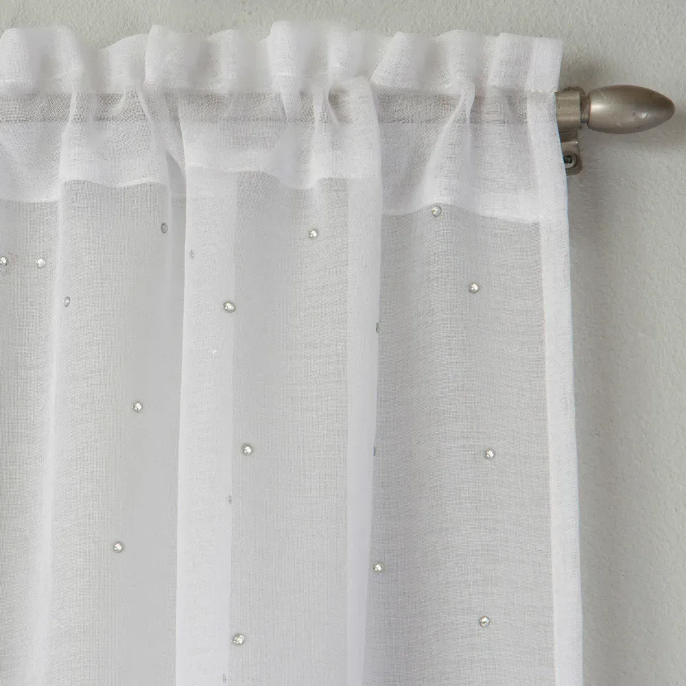 Jewel Voile Curtain Panel - White