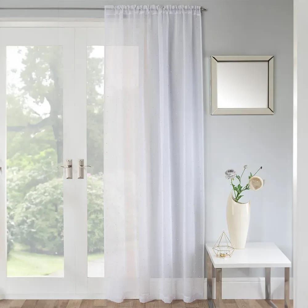 Jewel Voile Curtain Panel - White image
