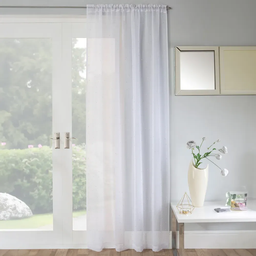Jewel Voile Curtain Panel - White