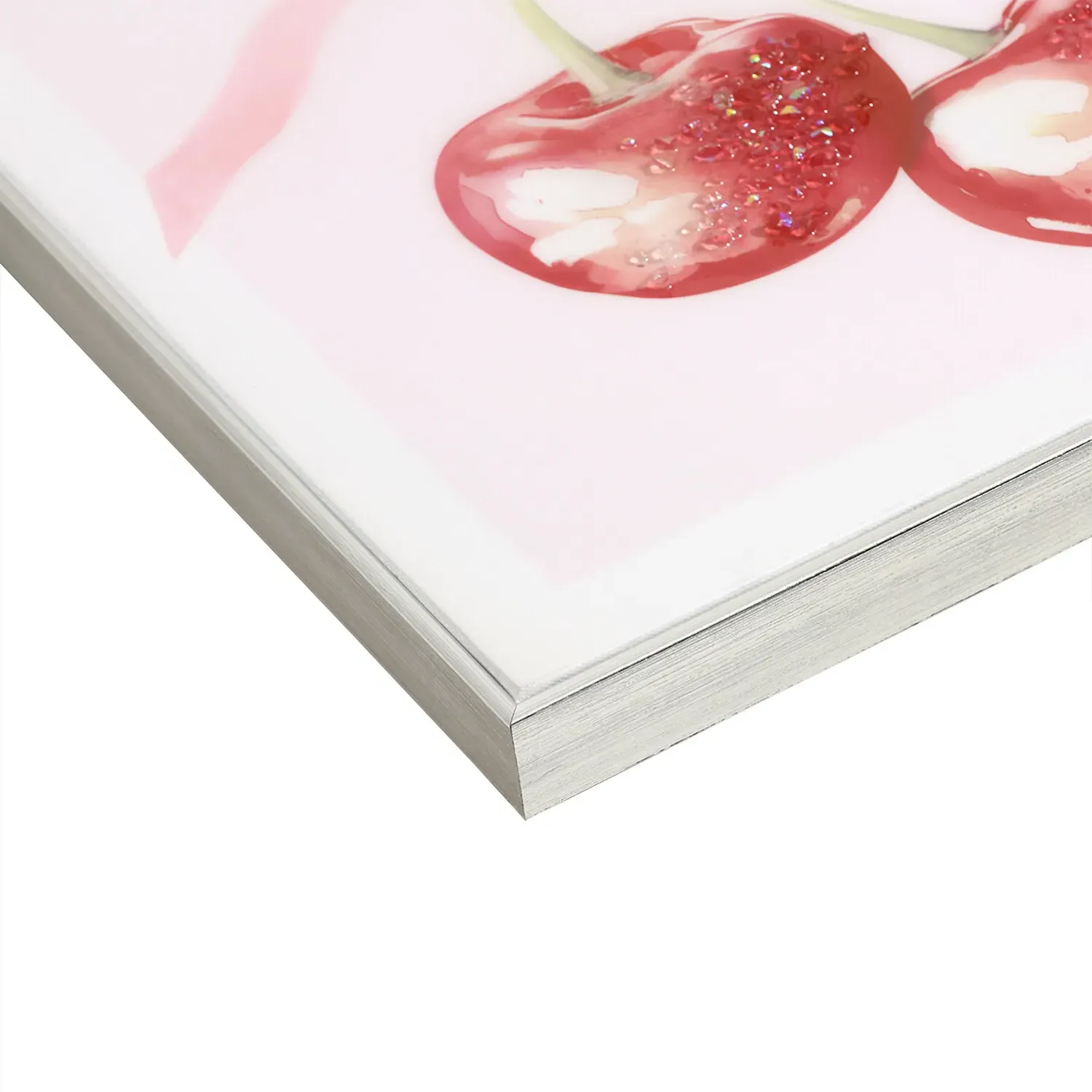 Jewelled Bow Cherries Framed Print - Pink, Red