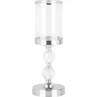 Jewelled Hurricane Candle Holder - Silver, Glass