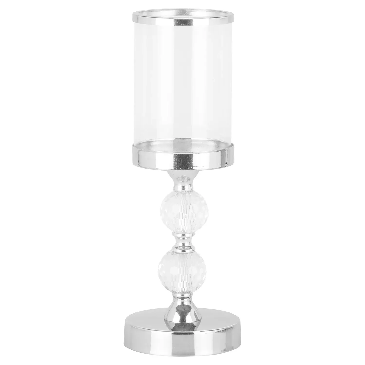 Jewelled Hurricane Candle Holder - Silver, Glass image