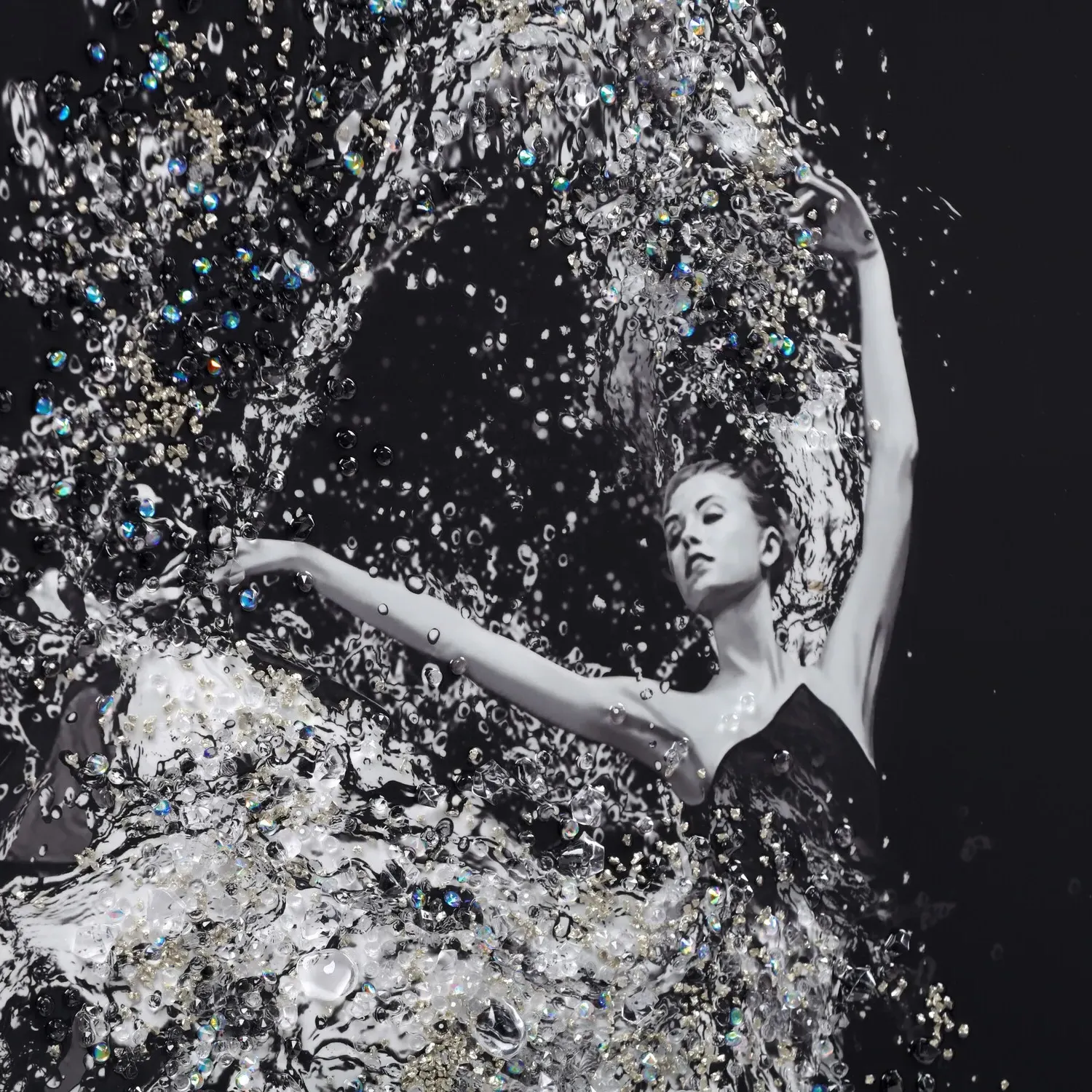 Jewelled Pirouette Framed Wall Art - Black