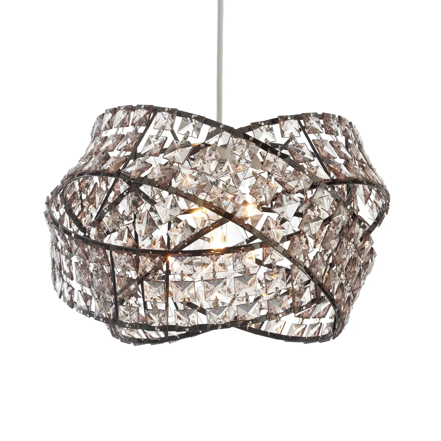 Jewelled Twisted Pendant - Grey