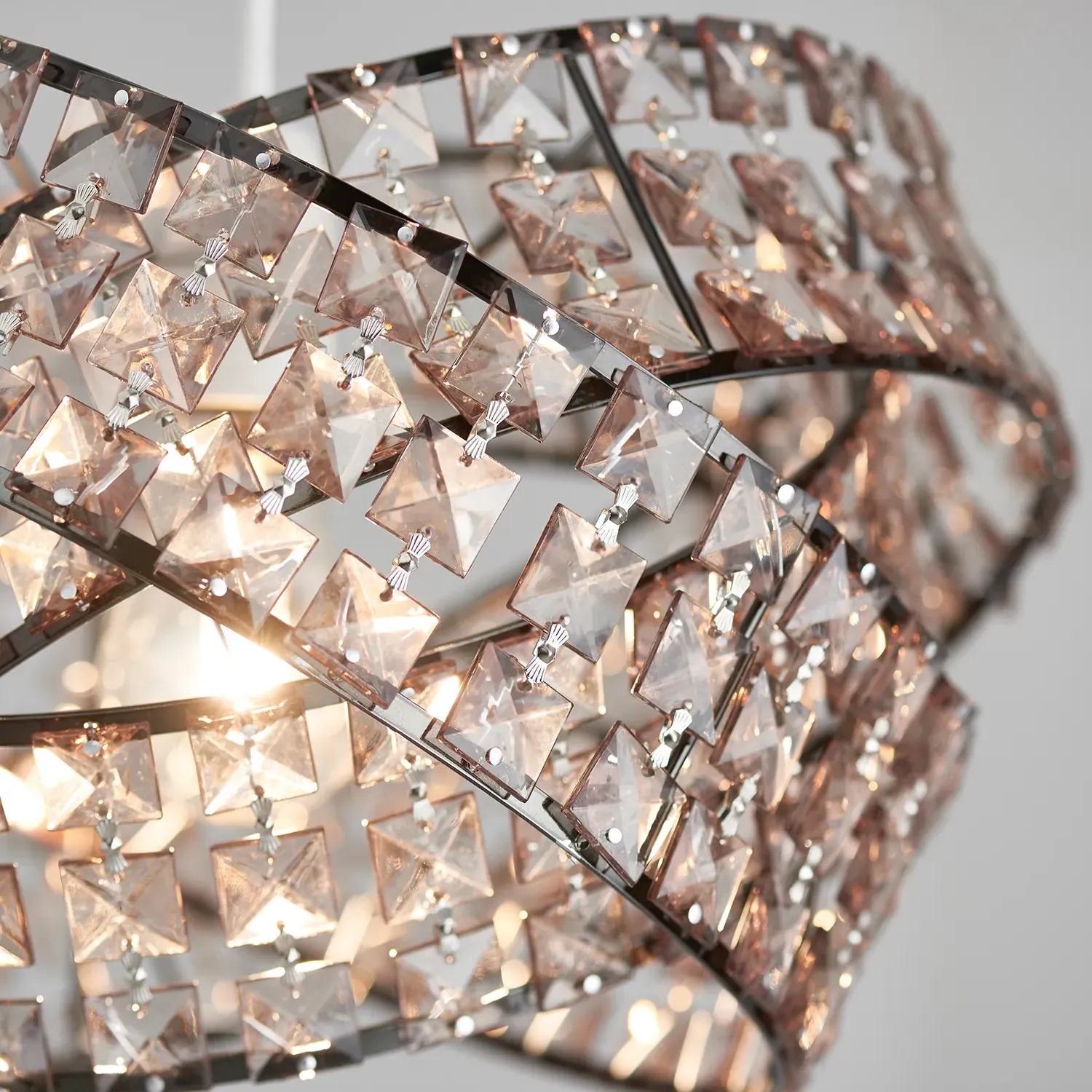 Jewelled Twisted Pendant - Grey