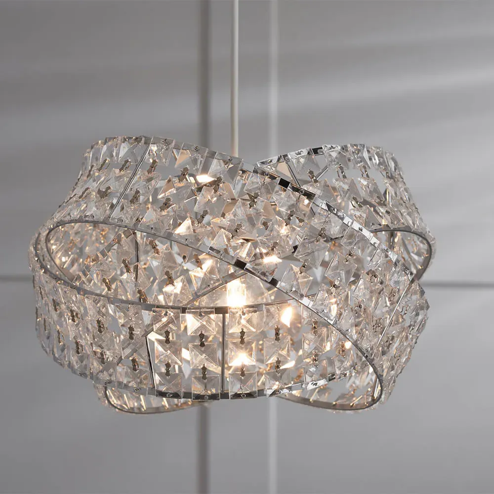 Jewelled Twisted Pendant Light - Clear
