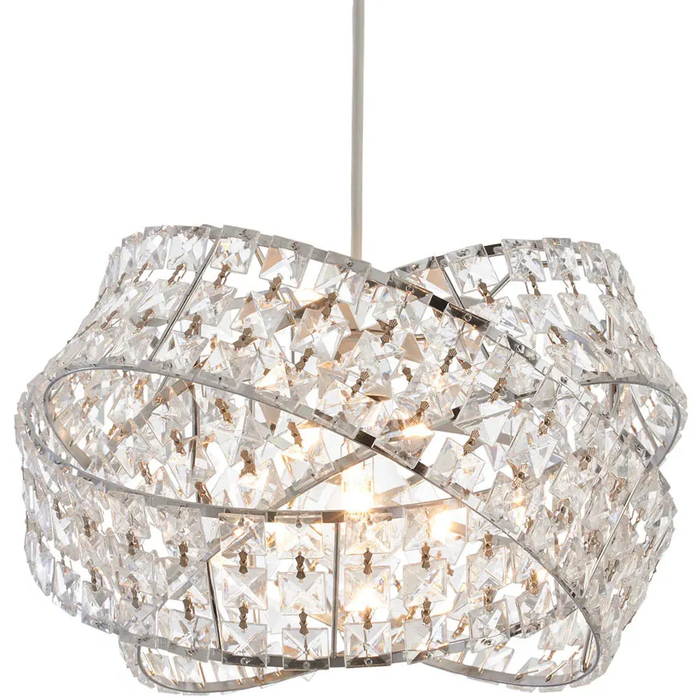 Jewelled Twisted Pendant Light - Clear
