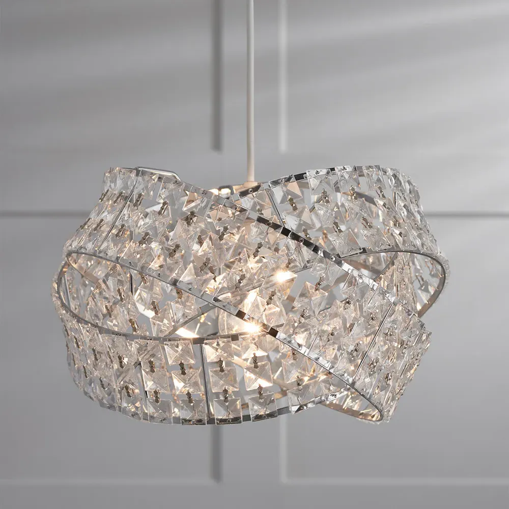 Jewelled Twisted Pendant Light - Clear