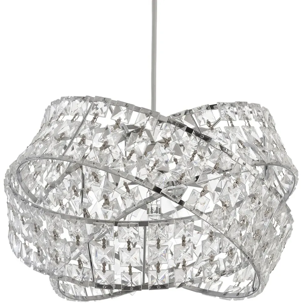 Jewelled Twisted Pendant Light - Clear