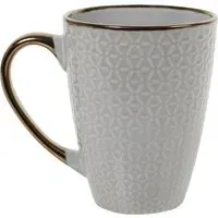 Jumbo Geometric Embossed Mug with Metallic Rim - Gold