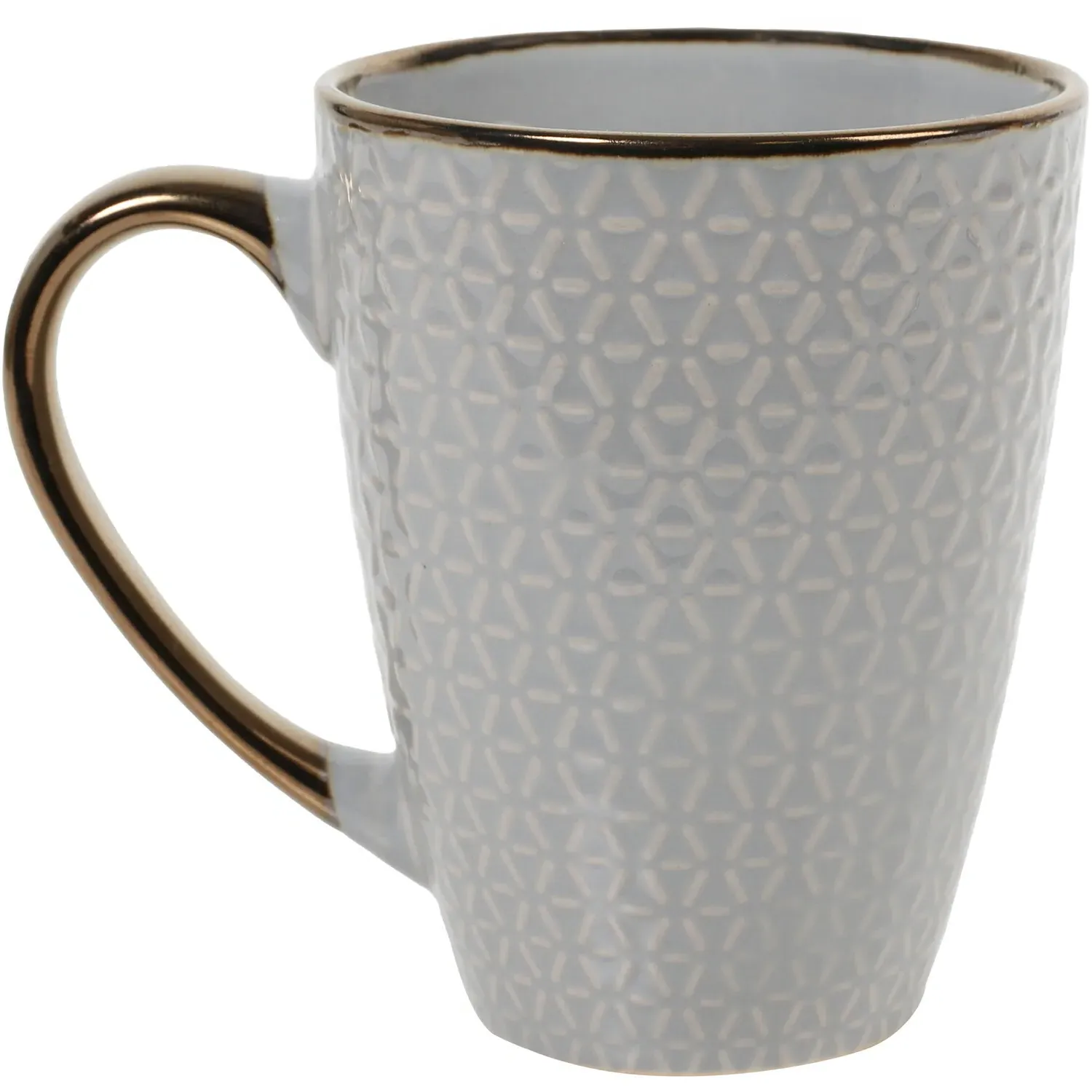 Jumbo Geometric Embossed Mug with Metallic Rim - Gold image